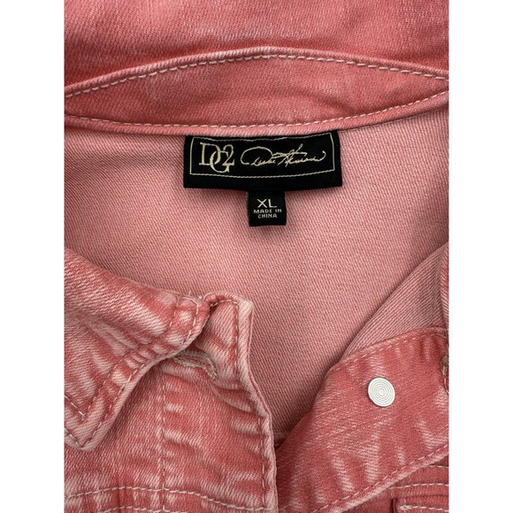 DG2 Pink Wash Ruffled-Hem Stretch Denim Jacket XL & Japna‎ Strapless Dress Sz L - Picture 13 of 15